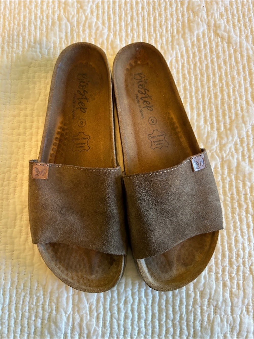 Biostep Brown Suede Slide Sandals